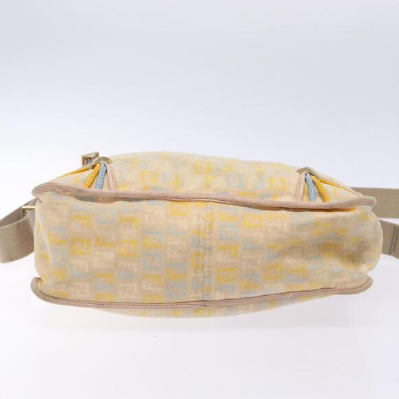 FENDI Zucchino Canvas Shoulder Bag Beige Gold - Picture 9 of 13